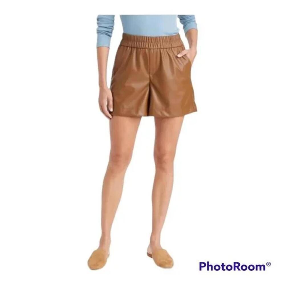 A New Day Faux Leather Brown Shorts- Size M